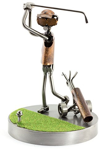 Steelman24 Schraubenmännchen Golf Abschlag auf dem Grün | Made in Germany,Handarbeit,Geschenkidee,Stahlfigur,Metallfigur,Metallmännchen