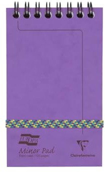 Clairefontaine 482/1153Z - A Minor Pad Europa Lilac Spiral Pad - Size: 7.6x12.2 cm - 120 Detachable Lined Pages - 90 g White Paper - Glossy Card Covers