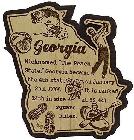 Printtoo USA Georgia State Map Wooden Magnet Souvenir Fridge Magnet Gift