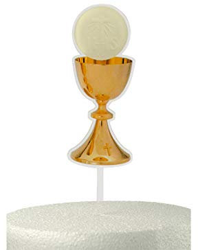 ple021 - Cake Toppers Calice con Ostia per Comunione Oro