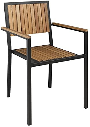 Bolero Steel & Acacia Wood Stackable Armchairs DS151 (Pack of 4) | Arrives fully assembled with non-marking feet to protect venue floors; suitable for both indoor and outdoor commercial use.