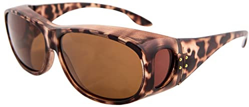 Opticaid Over Glasses Fit Over Sunglasses Polarised Anti Glare UV400 Wrap Around Womens Amelia Taupe Category 3 Lens Remaldi