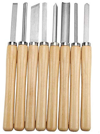 8Pcs Set de Cincel, Herramientas de Torneado de Cinceles de Torno de Madera para Trabajar la Madera Aplicable a Tallado, Corte