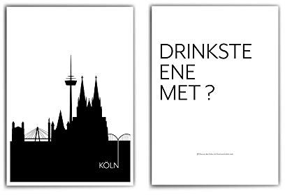 Köln Poster | 2er Set Köln Skyline & Drinkste ene met ? - Köln Bild als Deko/Souvenir für Köllner - ohne Rahmen