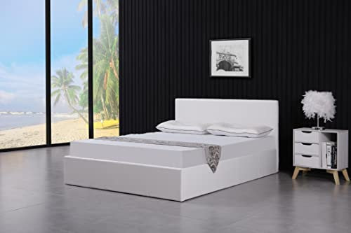 KOSY KOALA Ottoman Storage Bed Side Lift Opening white Colour (White, 4FT SMALL DOUBLE)
