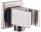 Wall Supply Elbow with Hand Shower Holder, Keymark Brass Square 1/2″Shower Hose Connector, Wall Mount Drop Ell Union Water Outlet, Brushed Nickel