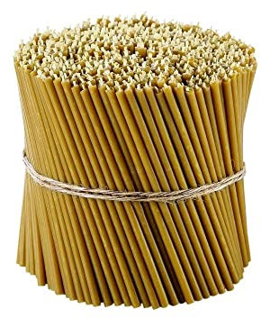 Danilovo Ritual Kerzen 100% Bienenwachs (Gelb) - Orthodoxe Kerzen für Gebet Tischdeko Hochzeit - Ungiftig, Ruß - Tropffrei, Nachhaltige Produkte, N100, Höhe: 16,5 cm, Ø 5,7 mm (400 stück)