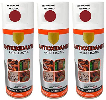 H HANSEL HOME Pintura Spray Antioxidante Rojo 400 Ml - Pack de 3 Unidades