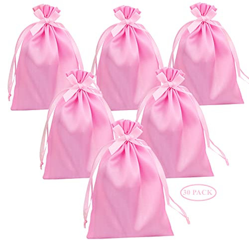 Gbateri 35 Sacchetti Regalo in Raso Rosa con Coulisse, 12,7 x 17,8 cm, per Bomboniere, Gioielli, Baby Shower, Addio al Nubilato - Tessuto