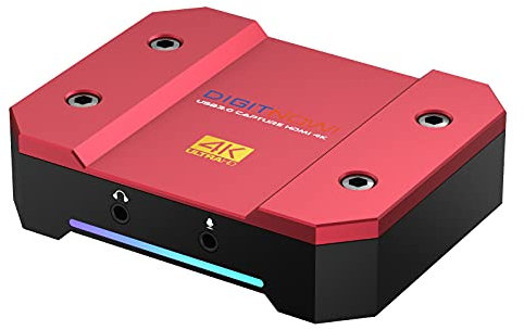 DIGITNOW! USB-Videoaufnahmekarte 4k/60Hz HDR10 Zero-Lag Passthrough, extrem niedrige Latenz, Full HD-Videoaufnahme für PS5, PS4/Pro, Xbox Series X/S, Xbox One X/S, Real USB3.0