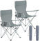 AMHANCIBLE Campingstuhl Faltbar 2er Set, Angelstuhl Klappbar mit Getränkehalter, Klappstuhl Camping mit Armlehnen und Tragetasche, Campingstühle 2er Set Leicht,bis 120Kg Belastbar, Grau OCC01GY