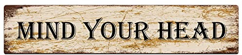 KILSPU Mind Your Head Plaque en métal rétro pour bar ou pub 10 x 40 cm