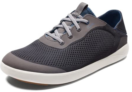 OLUKAI Moku Pae - Zapatos náuticos para hombre, malla resistente al agua y transpirable, diseño fácil de poner, secado rápido y tracción mejorada, Pavement/Azul Vintage, 41 EU