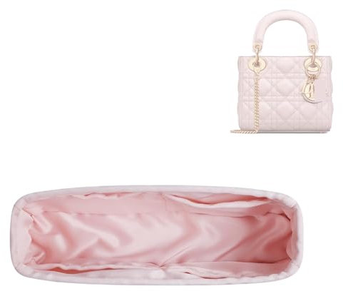 DGAZ Handtasche Tasche Organizer, Seide Tasche Innentasche für Lady Dior, Seidige Berührung Taschenorganizer Shaper Einsatz (Rosa, Lady Dior Micro)