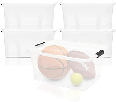 BigDean 4er Set Aufbewahrungsbox mit Deckel transparent - 32L + Clipverschluss - Stapelbox Ordnungsbox Clipbox Lagerbox Box mit Deckel Storage Boxes - Klarsichtbox mit Deckel – stapelbar