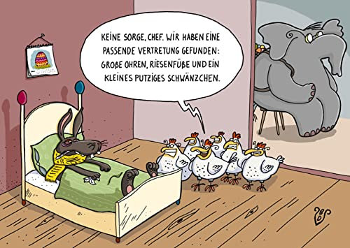 Inkognito Postkarte | Anlass: ''Ostern'', Motiv: Osterhase und Elefant ''Vertretung'' | Künstler: Birgit Dodenhoff | Art-Nr.: 18218 | vom Berliner Verlag