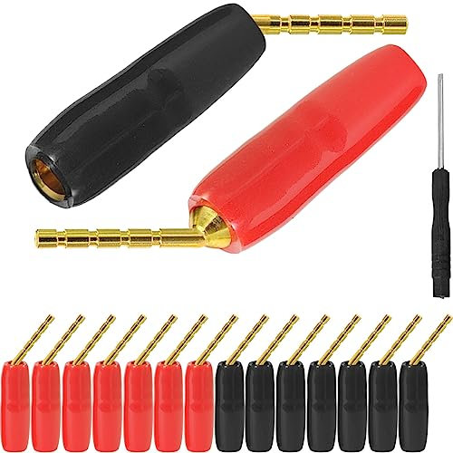 Xiatiaosann 2mm Banana Plug Screw Type to 4mm Banana Socket Speaker Audio Pin Male Connector Adapter Gold-Plated Jack Terminal for Amplifiers, 16 PCS