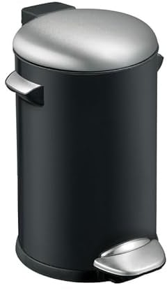 PROREGAL Retro Treteimer mit markanten Griffen und Kugelkappe | 20 Liter, HxØ 48,5x29,2cm | Kunststoff-Inneneimer | Schwarz