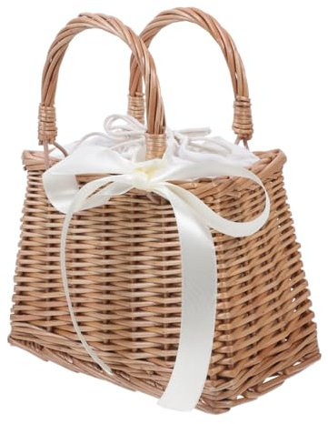 Cabilock Panier Rotin Délicat Tissé Main Pour Rangement Et Décoration De Fleurs Petit Modèle Carré Naturel Pour Mariage Fête Et Décoration Intérieure Résistant Et Léger