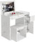 Blisswood Vanity Desk with Flip-Up Mirror & Stool – Dressing Table with Hidden Drawers, Storage Shelves for Makeup, Girls Dresser or Writing Table for Beauty Station, Bedroom Furniture - White Marble