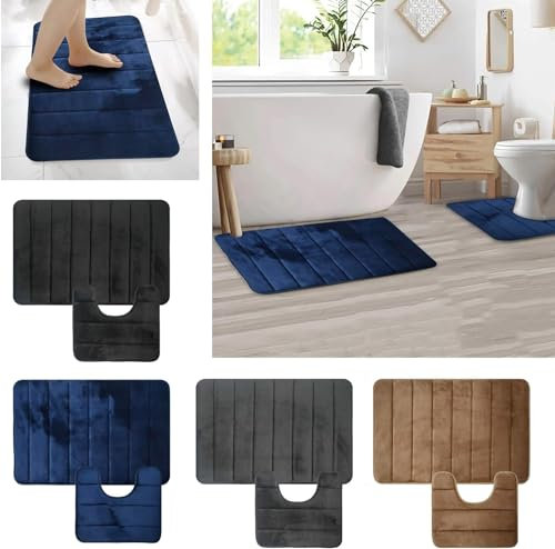 Your bathroom 2-Piece Memory Foam Bath Mat Set – Ultra Soft, Non-Slip & Super Absorbent Mats for Bathrooms, Showers & Toilets – Toilet Shower Pedestal Mat - Machine Washable Comfort
