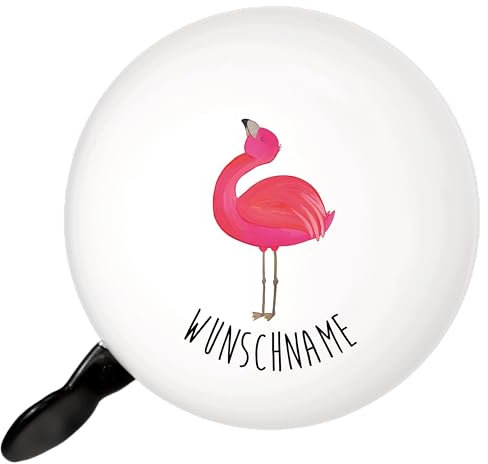 Mr. & Mrs. Panda Personalisierte Fahrradklingel Flamingo Stolz - Personalisierte Geschenke, Freundin, Fahrradklingel Individuell Gestalten,