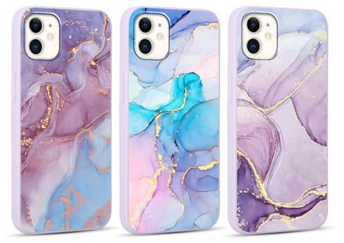 Foonary 3 Piezas Funda para Apple iPhone 11 6,1, Aesthetic Mármol Dibujos Diseño Motive Carcasa, Ultra Fina Suave Silicona Cover Anti-arañazos Antigolpes Bumper Case, Mármol 01