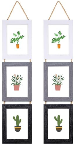 EYMPEU 13x18 Collage Dreifach aufgehängt Bilderrahmen Set, rustikale 6 offen vertikalen Rahmen gemacht, um 13x18 cm Foto-Postkarte für Wanddekoration anzuzeigen, Weiß, Grau, Schwarz