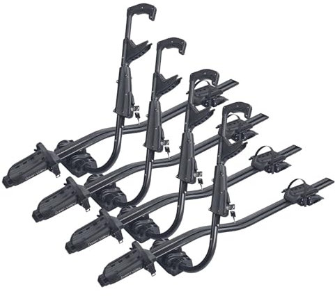 VDP Fast Bike - Lot de 4 porte-vélos de toit universels - Charge maximale : 20 kg - En aluminium - Verrouillables - Pour vélo