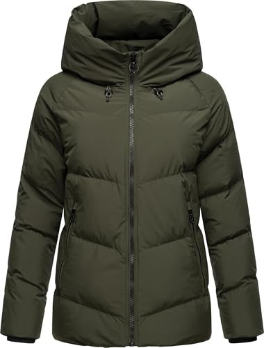 Ragwear Damen Winterjacke warme, wasserdichte Basic-Steppjacke mit Kapuze Cessi YOUMODO Dark Olive Gr. L