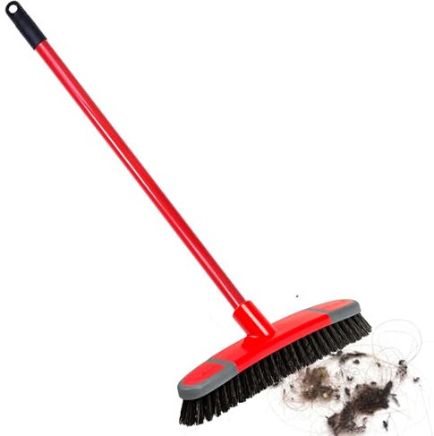 Long Handle Soft, Stiff & Deck Indoor Sweeping Brooms Ideal For Hard Floors (1 Broom, Stiff Broom & Long Handle)