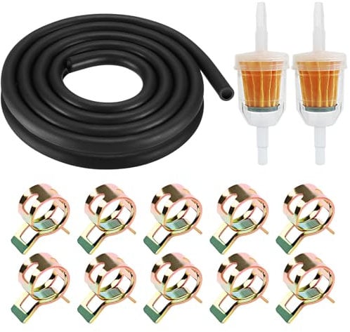 Omsscun Kit Durite Essence - 3m Ø 5mm Conduite de Carburant + 2 Filtres à Carburant et pince de tuyau d'essence 10 pièces 10mm pour Moteurs Kawasaki, Kohler, Briggs & Stratton et Plus