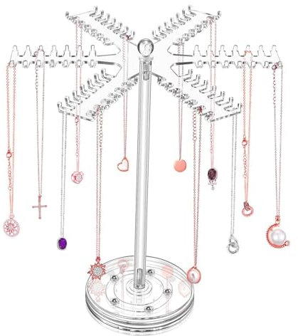 Porte-colliers en acrylique transparent en forme de flocon de neige avec 84 crochets pour bracelets, chaînes et pendentifs