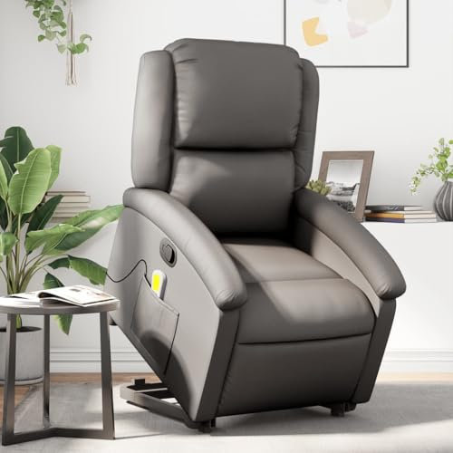 Homgoday Massagesessel mit Liegefunktion, aus echtem Leder, Massagesessel, Relaxsessel, Massagesessel, Massagesessel für den ganzen Körper