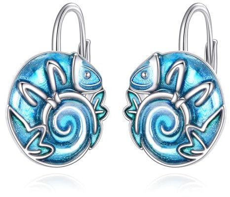 Chamäleon Ohrringe 925 Sterling Silber Chamäleon Creolen Ohrringe Schmuck Geschenke für Frauen Mädchen (Chamäleon Ohrringe)