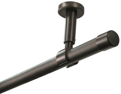 iso-design Gardinenstange zur Deckenmontage 20 mm Durchmesser in den Farben Edelstahl, Schwarz und Messing matt, Endstück Kappe, 120 cm