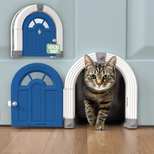 Meow Manor® Cat Door Interior Door - No-Flap, Interior Cat Door for Cats Up to 20 lbs, Easy DIY Setup, Secured Installation in Minutes, No Training Needed…