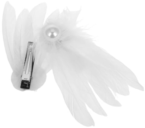 BESTYASH Weiße Schwan Haarspange Mit Perlen Und Flauschigen Federn Eleganter Haarschmuck Für Damen Und Mädchen Vielseitiger Clip Für Hochzeiten Fotoshooting Und Bühne