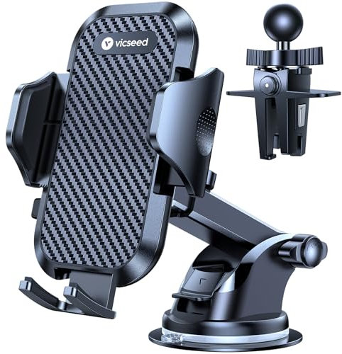 VICSEED 2025 Beste Militärische Handyhalterung Auto [20KG Starker Saugnapf &Metall-Lüftungsclip mit Doppelschloss]360°Drehbare KFZ Handy Halterung Auto Zubehör für iPhone 16 Pro Max Samsung S25 Ultra