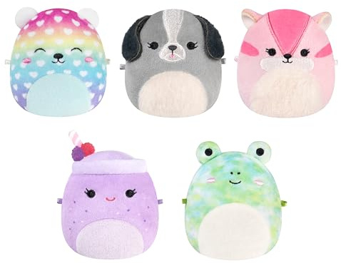 Squishmallows Micromallows SQMM0185-5er Pack, superweiche Mini, 6,5 cm Plüschfiguren (Marley, Vie, Malu, Lanai, Dianalee)