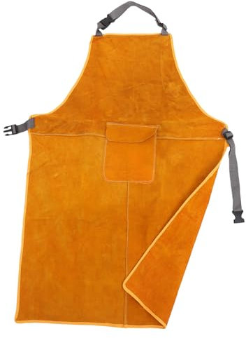 HOMSFOU Delantal De Soldador De Cuero Grueso Con Bolsillos Ropa Protectora De Soldadura Eléctrica Resistente Abrasiones Y Talla Única Para Talleres Y Trabajos De Soldadura Color Naranja