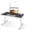WODFARR Table de Lit pour Ordinateur Portable, Support Réglable en Hauteur et Angle, Platede Lit avec Tiroir et Ports USB, Ventilation, Pliable, Inclinable, 60x40x40 cm (Lampe de Table, Noir, XL)