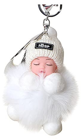 FGUUTYM Porte-clés à pompon assorti pour bébé ou pendentif - Sac à main pour bébé avec porte-clés en fourrure endormie - Porte-clés macramé - Compatible avec, S, taille unique