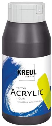 KREUL 17087 - Triton Acrylic Liquid Paynesgrau 750 ml, Hochwertige Künstler-Acrylfarbe in Studienqualität mit leicht fließendem Charakter, tiefmatt auftrocknend