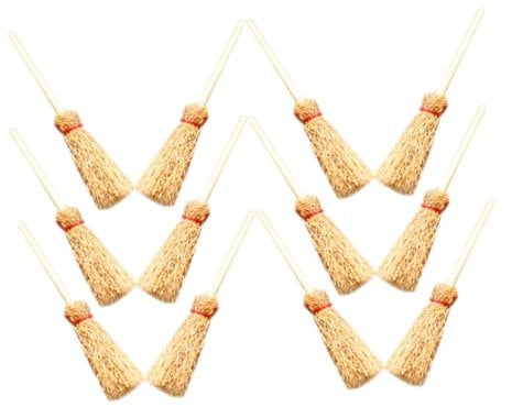 SOIMISS 12 Stück Robuste Buchenholz Deko für Puppenstuben Leichte Mini Besen für Fotografie und Kreative Projekte Beige