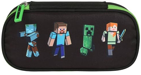 sarcia.eu Minecraft Estuche Escolar COMPARTIMENTADO sin Material para Aficionado A LOS Juegos, bolsita con Solapa, para NIÑO (Minecraft Compartimentado)