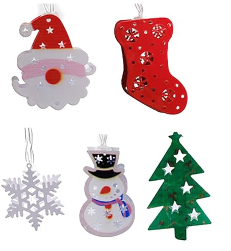 LED Weihnachtslichterkette mit 20 Glühbirnen, Batteriebetriebene Lichterkette mit Schneemann, Weihnachtsmann, Weihnachtsbaum Figuren, Fernbedienung, Timer, Wasserdicht für Innen Außen(Mix)