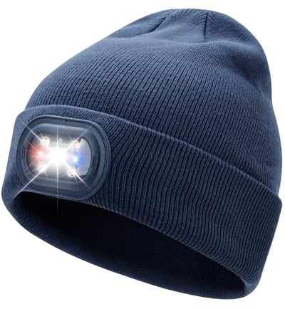 AOPREL LED Beanie Wiederaufladbare Beleuchtete Mütze mit 3 Lichtmodi, Warme Wintermütze für Angeln, Joggen, Camping, Outdoor & Geschenke