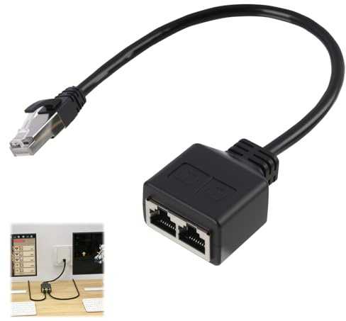 sofun Ethernet Splitter 1 to 2, High-Speed RJ45 LAN Splitter Male to Dual Female Network Adapter for Cat5/Cat5e/Cat6/Cat7