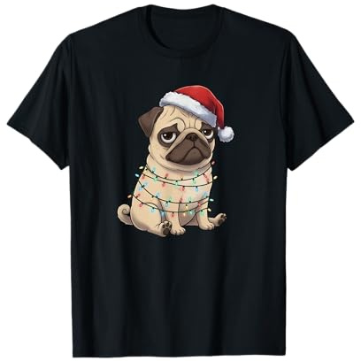 Carlin de Noël maladroit enveloppé dans des lumières T-Shirt